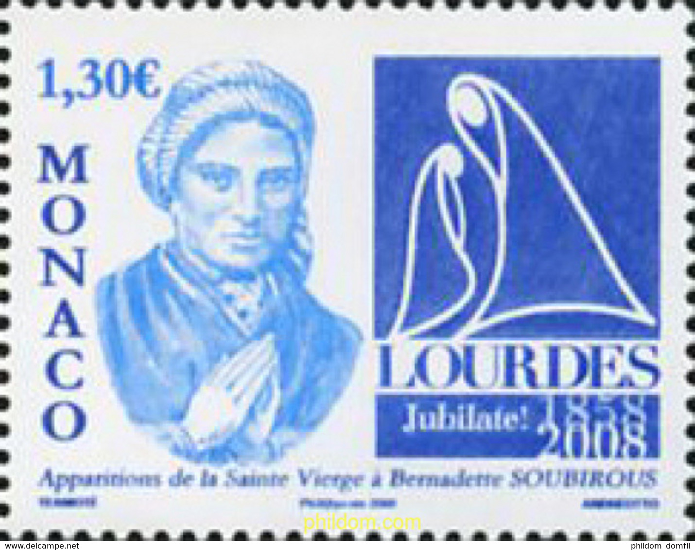 212306 MNH MONACO 2008 150 ANIVERSARIO DE LA APARICION DE LA VIRGEN DE LOURDES - Otros & Sin Clasificación