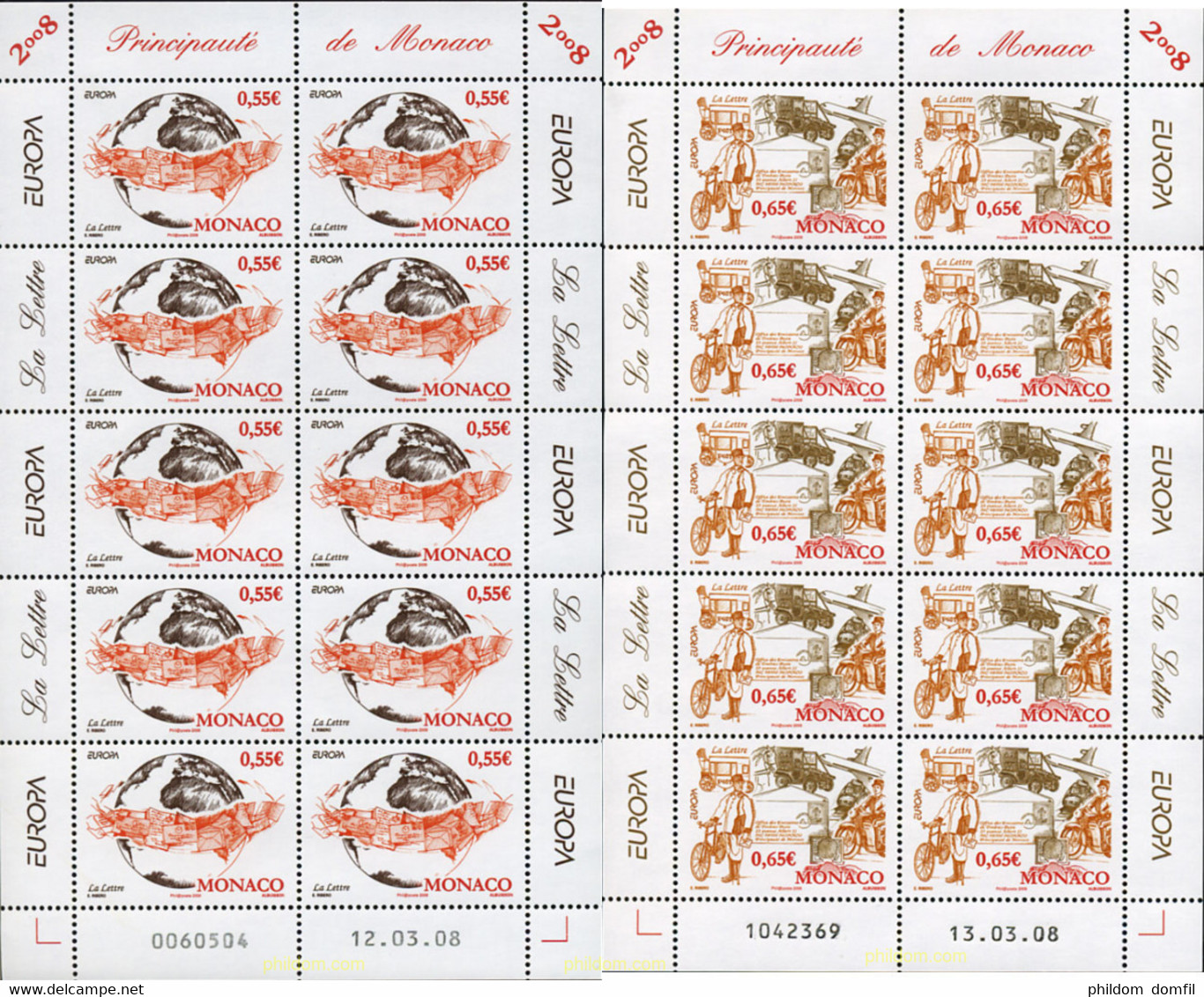 216095 MNH MONACO 2008 EUROPA CEPT 2008 CARTAS - Andere & Zonder Classificatie