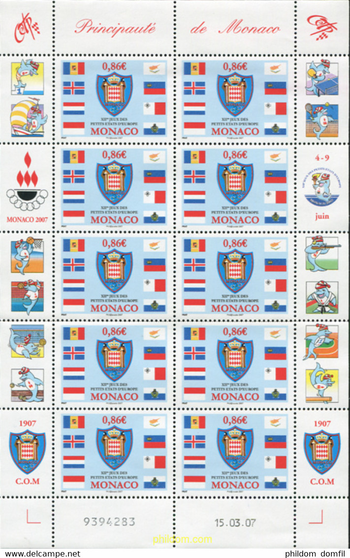 225531 MNH MONACO 2007 XII JUEGOS DE LOS PEQUEÑOS ESTADOS DE EUROPA - Otros & Sin Clasificación