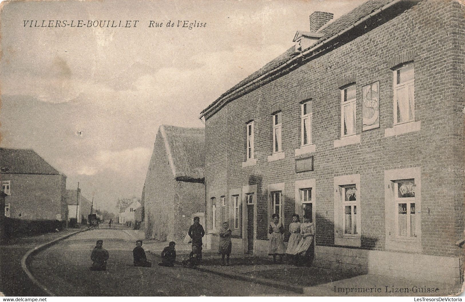 Belgique - Villers Le Bouillet - Rue De L'église - Imprimerie Lizen Guisse - Animé - Carte Postale Ancienne - Villers-le-Bouillet