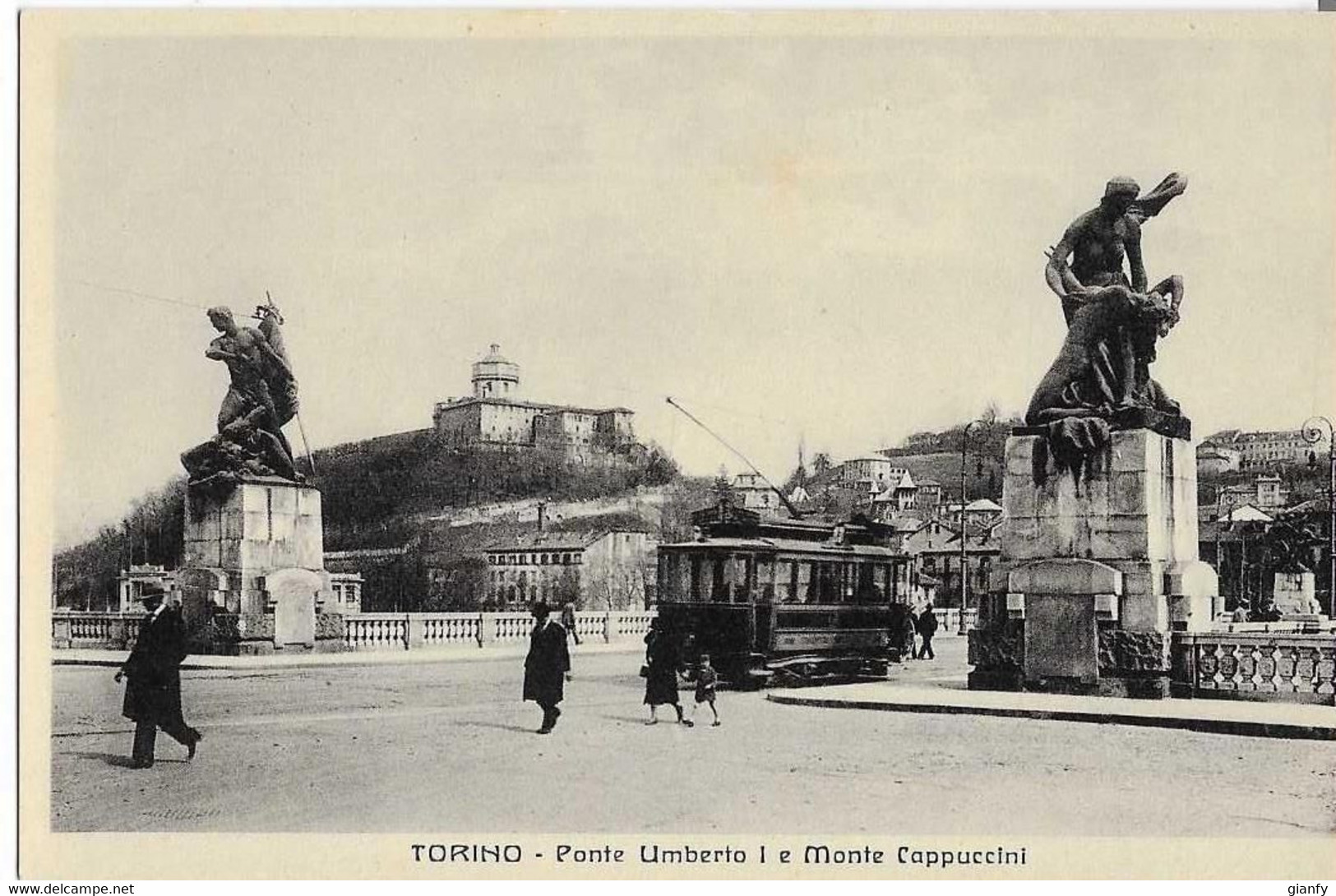 TORINO PONTE UMBERTO I 1930 ANIMATA - Ponti