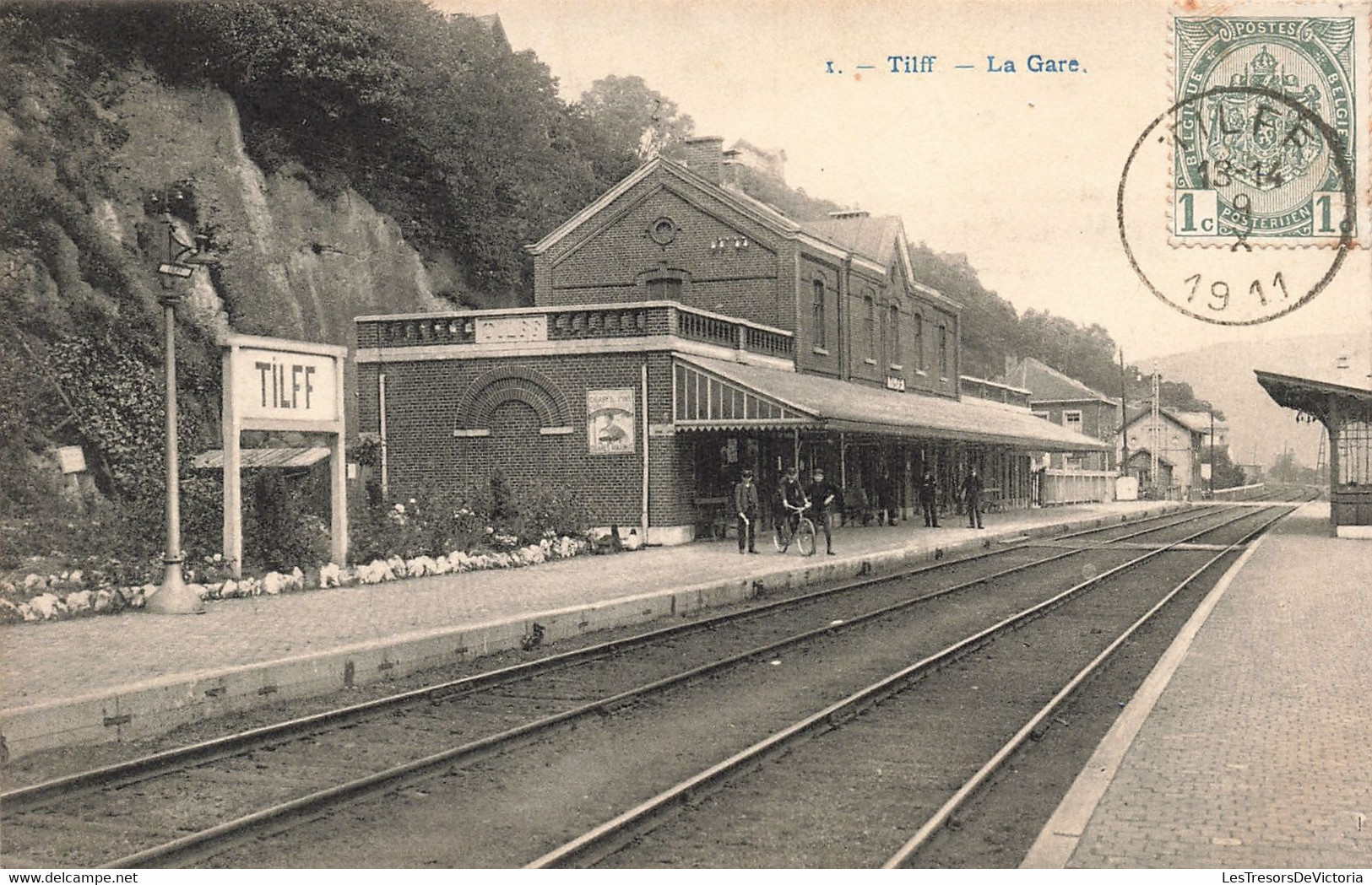 Belgique - Tilff - La Gare - Phot. H. Bertels - Animé - Vélo - Oblitéré Tilff 1911 - Carte Postale Ancienne - Esneux