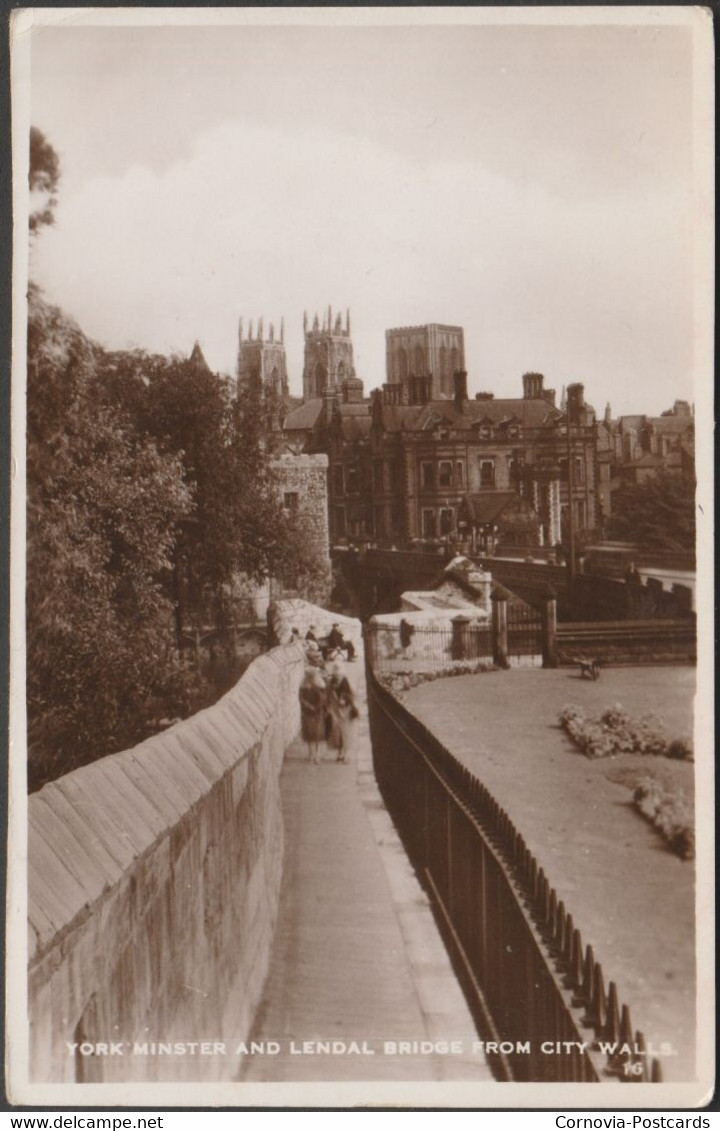 York Minster And Lendal Bridge From City Walls, 1936 - Excel Series RP Postcard - York