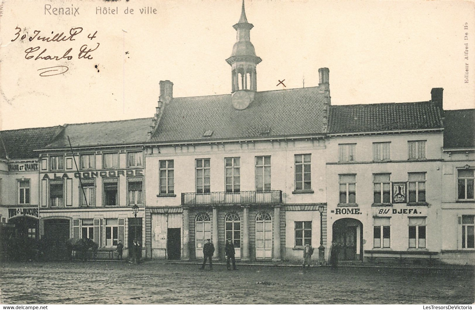 Belgique - Renaix - Hôtel De Ville - Edit. Alfred De Bo - Animé - Oblitéré Renaix 1904 - Carte Postale Ancienne - Renaix - Ronse