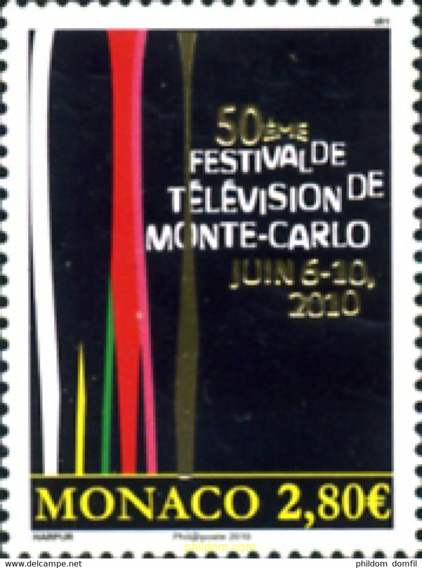 250980 MNH MONACO 2010 50 ANIVERSARIO DEL FESTIVAL DE TELEVISION DE MONTECARLO - Other & Unclassified