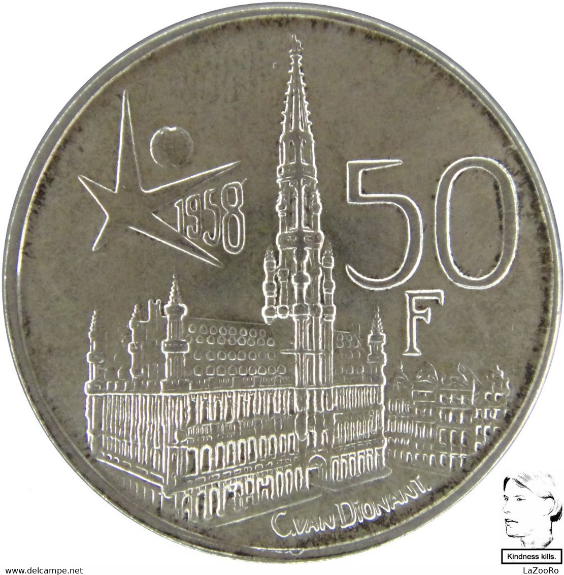 LaZooRo: Belgium 50 Francs 1958 UNC - Silver - 50 Frank