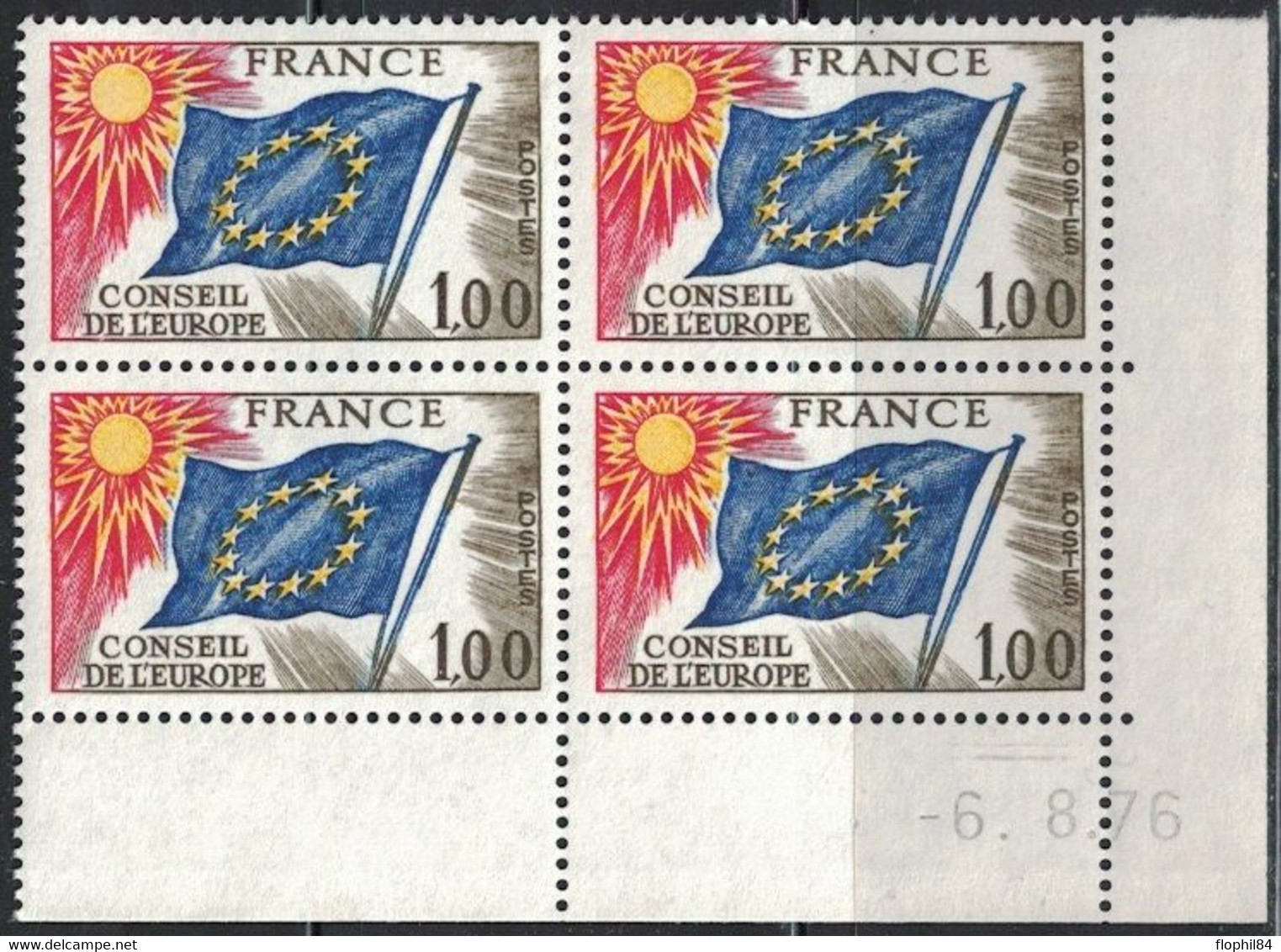 COIN DATE - SERVICE N°49 - 1f - CONSEIL DE L'EUROPE - 6-8-1976 - Cote 15€. - Servicio