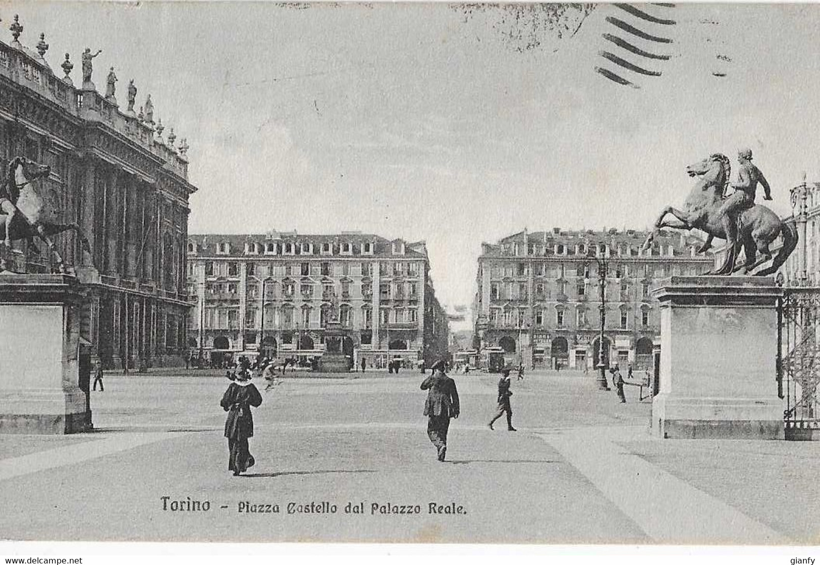 TORINO PIAZZA CASTELLO E PALAZZO REALE 1921 ANIMATA - Palazzo Reale