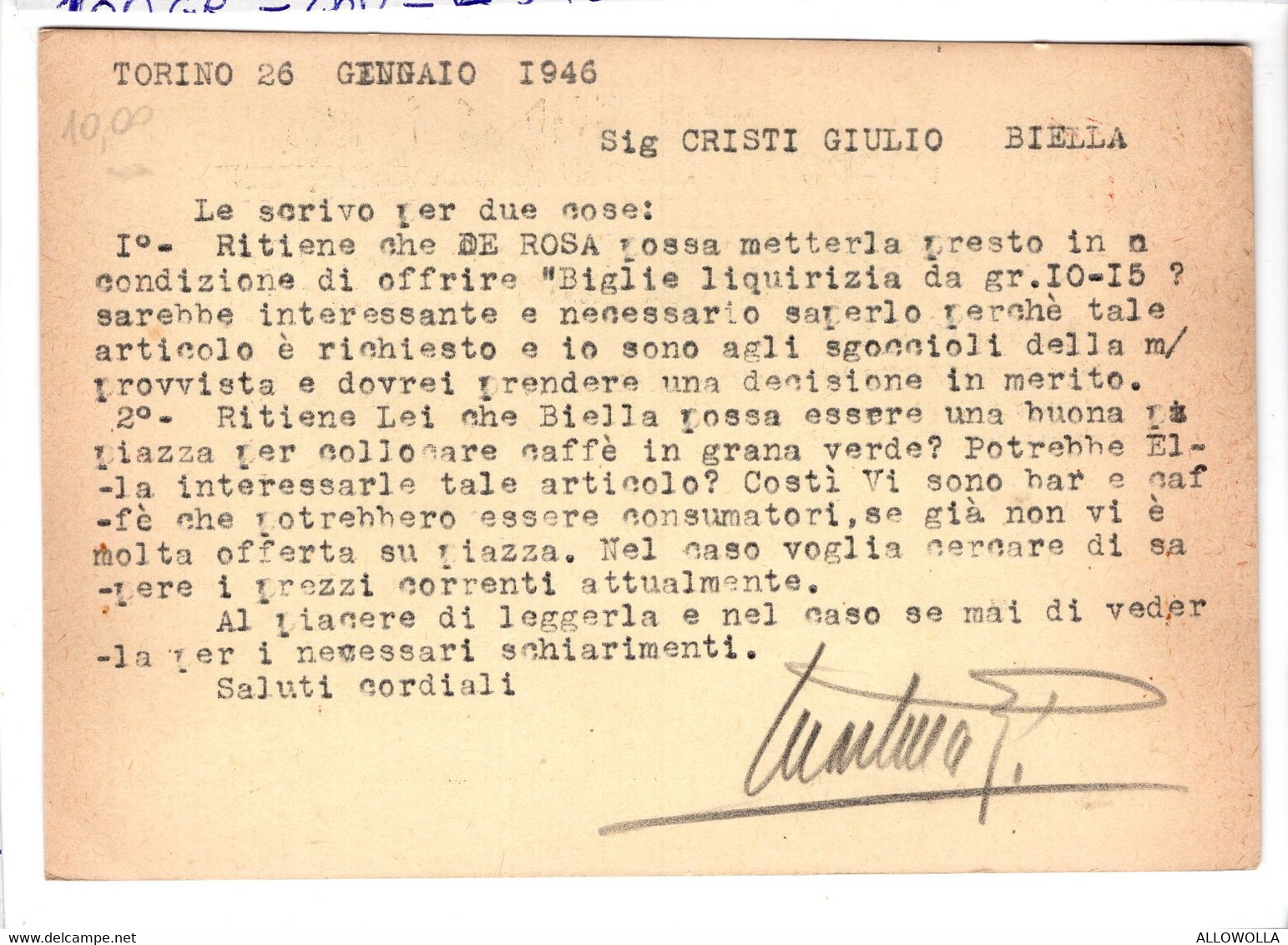 19564 " PRODOTTI LUMAR-CICCOLATO-CONFETTI CARAMELLE.....-TORINO "-CARTOLINA POSTALE NON SPEDITA - Mercanti