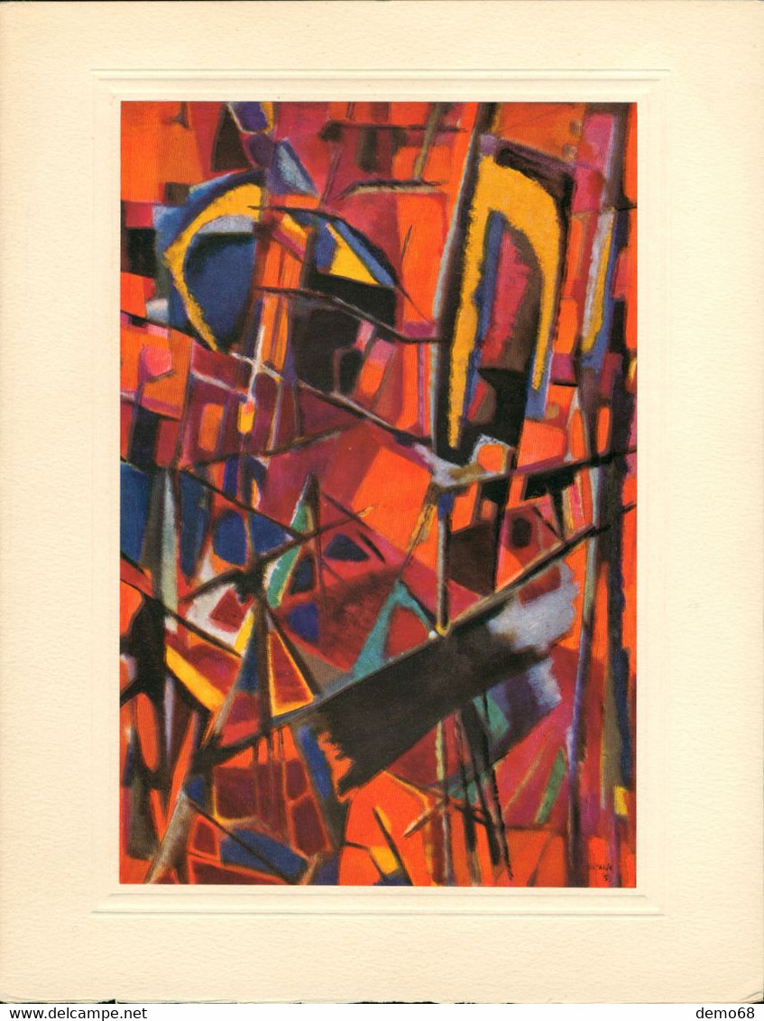 Bazaine Jean Peintre Chicago Carte Double Artiste Peintre Composition Abstraite "Rouge" ( Carte + Enveloppe ) 18 X 24 Cm - Unclassified