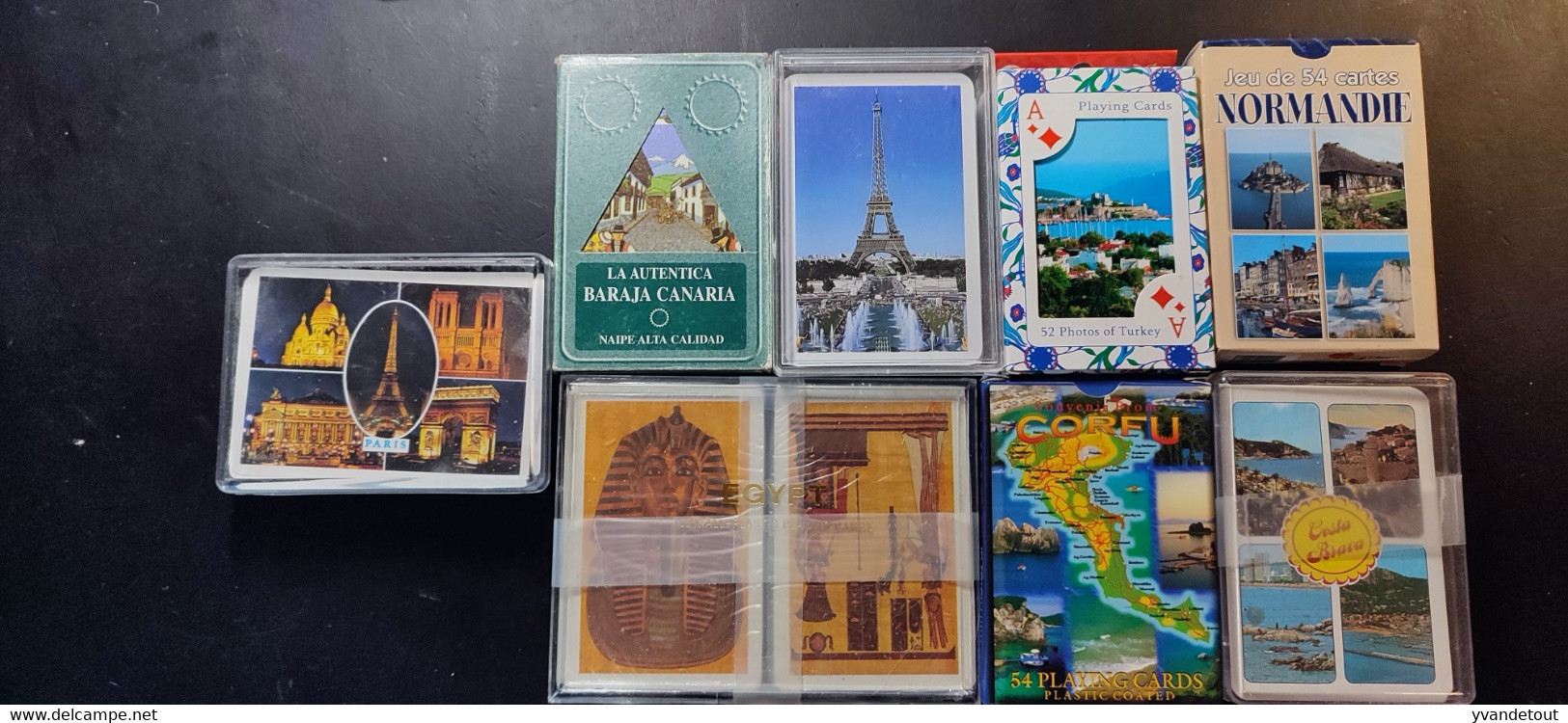 Cartes à Jouer. Lot De 8 Jeux De Cartes. Paris, Egypte, Normandie, Corfou, Turquie, Canarie... - 54 Cartes