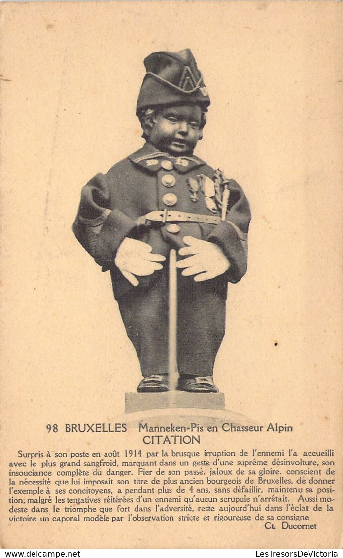 BELGIQUE - Bruxelles - Manneken Pis - En Chasseur Alpin - Carte Postale Ancienne - Personnages Célèbres