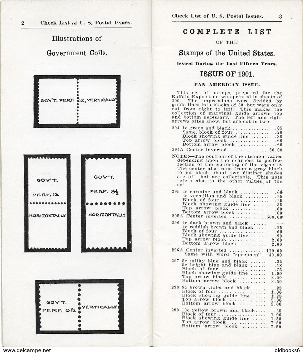 USA : A CHECK LIST Of..Varities Of The UNITED STATES Postal Issues 1901-1916 St.Gibbon - Manuales