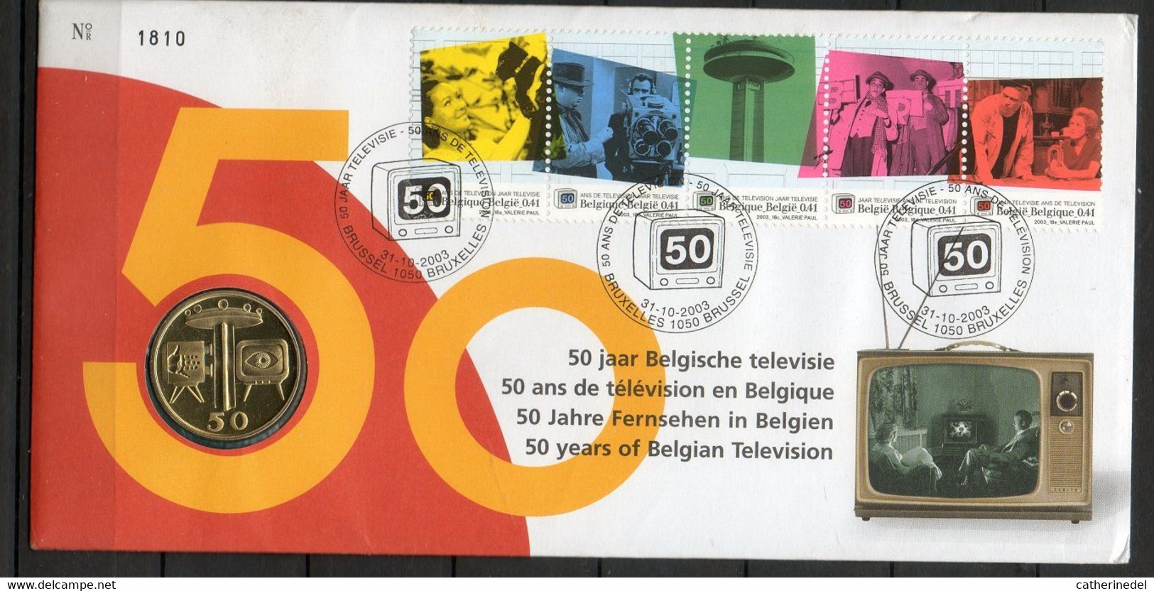 Année 2003 : 3213-3217 - Numisletter : 50 Ans De Télévision En Belgique - Numisletter