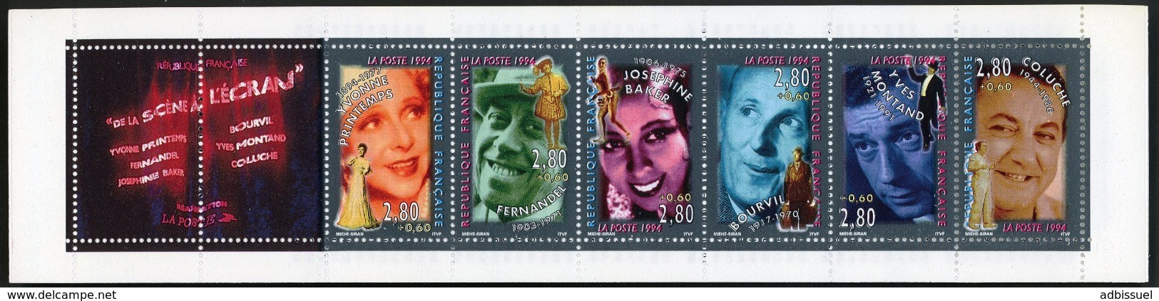 BC 2903 NEUF TB / PERSONNAGES Célèbres 1994, "De La Scène à L'écran" / Valeur Timbres : 16.8F Soit 2.56€ - Personaggi