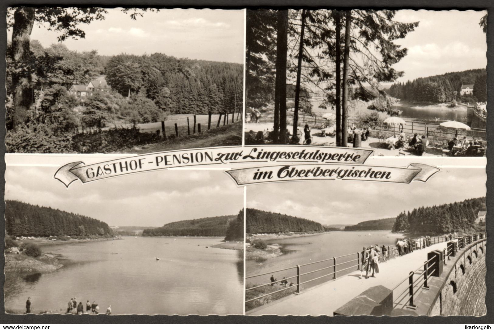 Lingese Talsperre Bei Marienheide Oberbergischer Kreis 1954 Privatkarte Gasthof Pension Lingesetalsperre Ansichtskarte - Marienheide