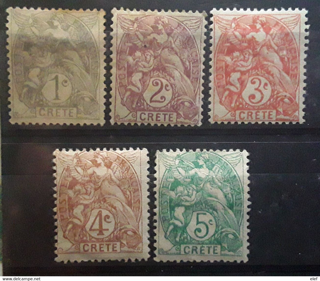 CRETE BUREAUX FRANÇAIS 1902 - 1903, 5 Timbres Yvert 1 / 5 , Neufs */obl TB - Ongebruikt