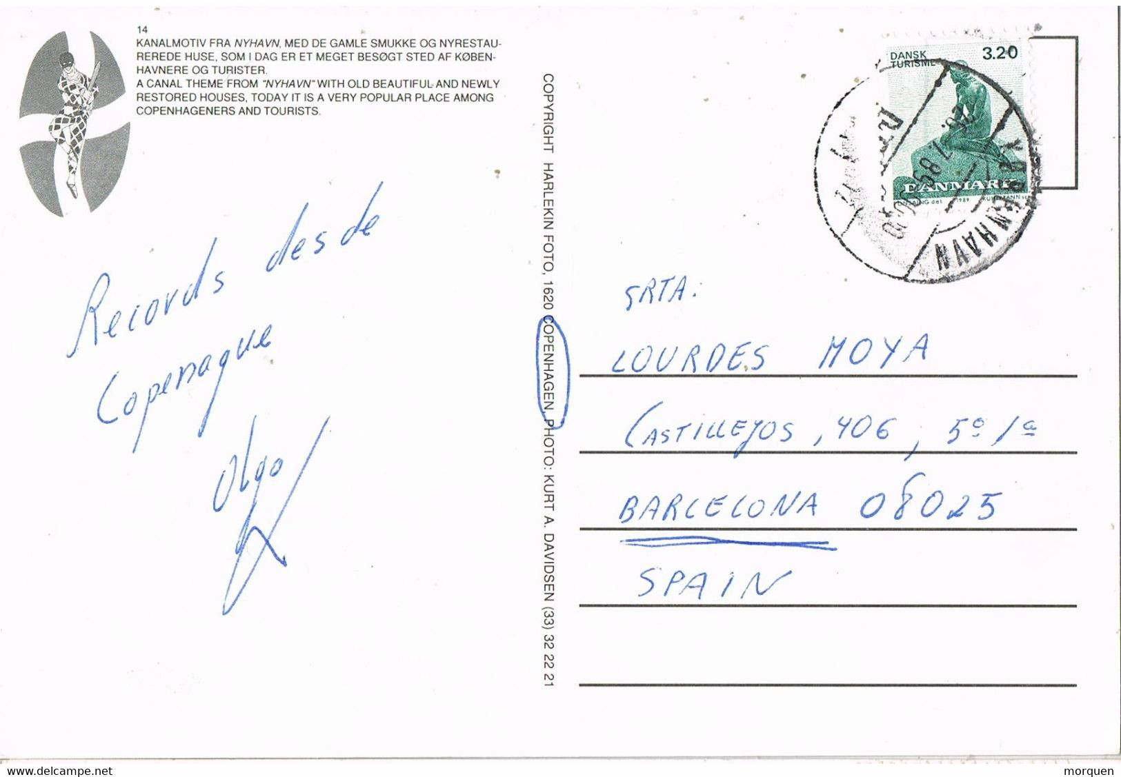 49068. Postal KOBENHAVN (Dannmark) Dinamarca 1989. Vista Canal De Copenhague - Storia Postale