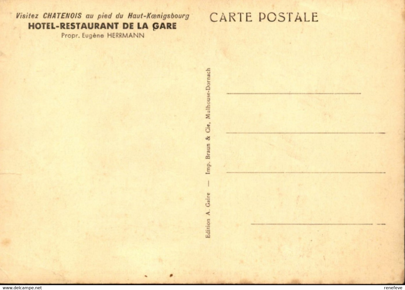 CHATENOIS - Hostellerie De La Gare - Hermann Propriétaire ( Les Deux Cartes ) - Chatenois