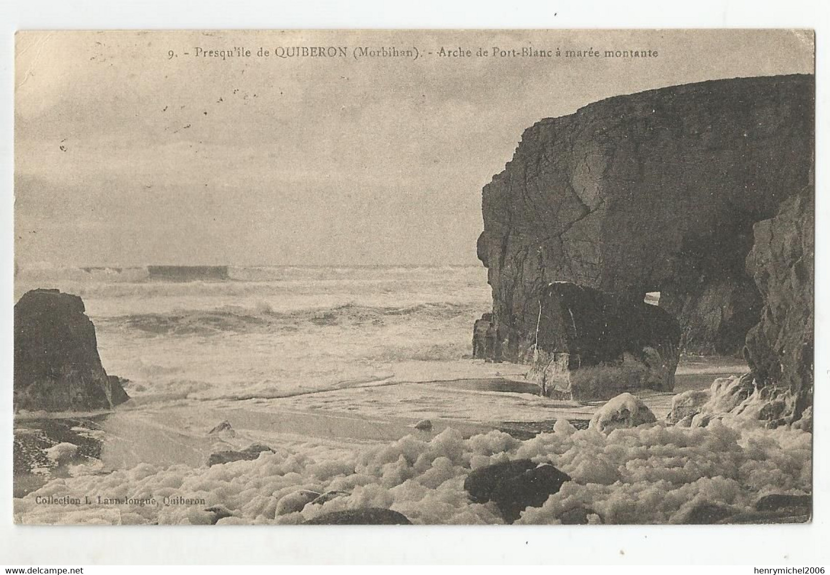 56 Morbihan Presqu'il De Quiberon Arche De Pont Blanc A Marée Montante 1924 Ed Launelongue - Quiberon