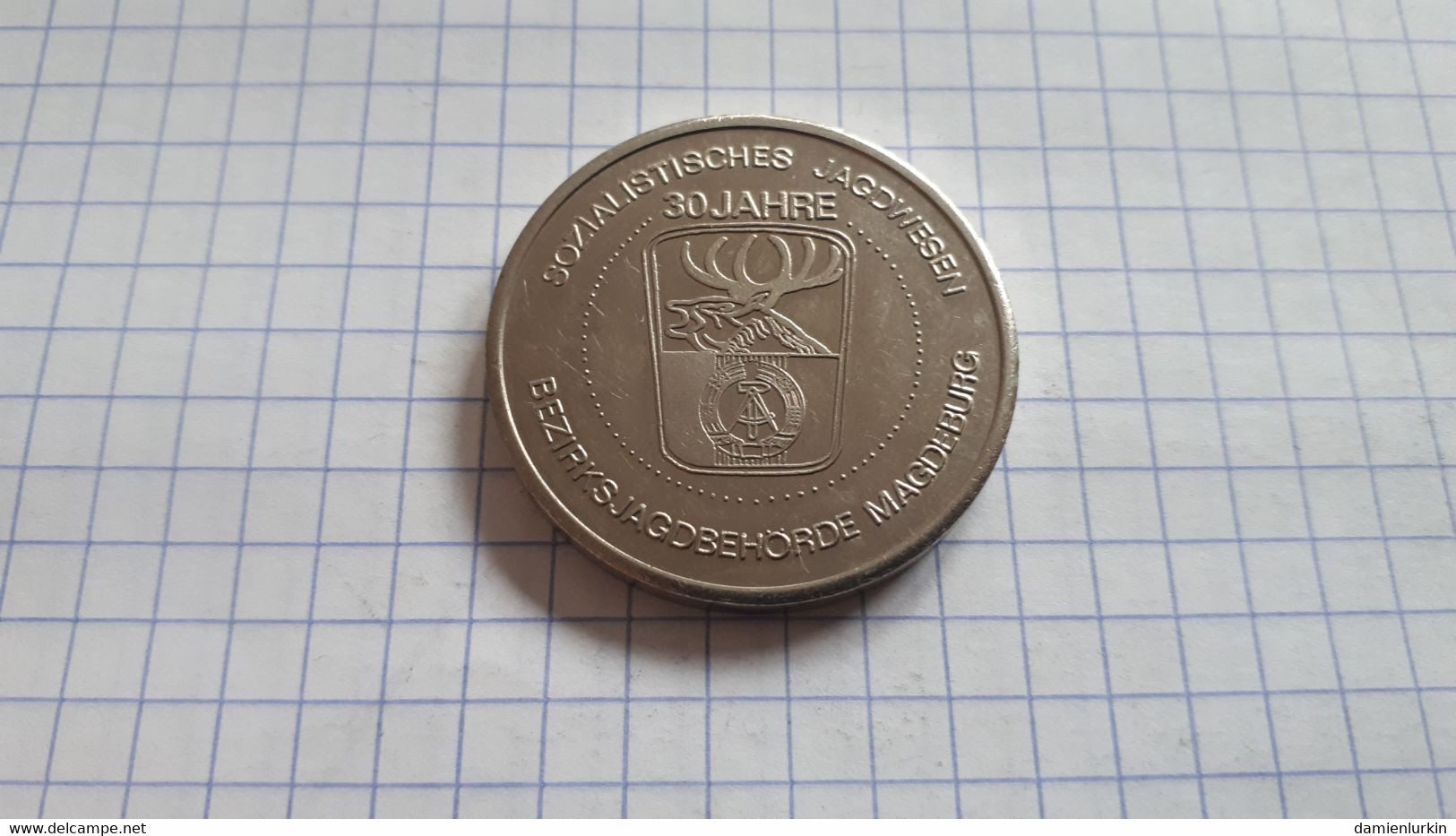 REPUBLIQUE DEMOCRATIQUE ALLEMAGNE GERMANY DEUTSCHLAND RARE MEDAILLE PIEDFORT 30 ANS CHASSE SOCIALISTE (LIRE DESCRIPT) - Profesionales/De Sociedad