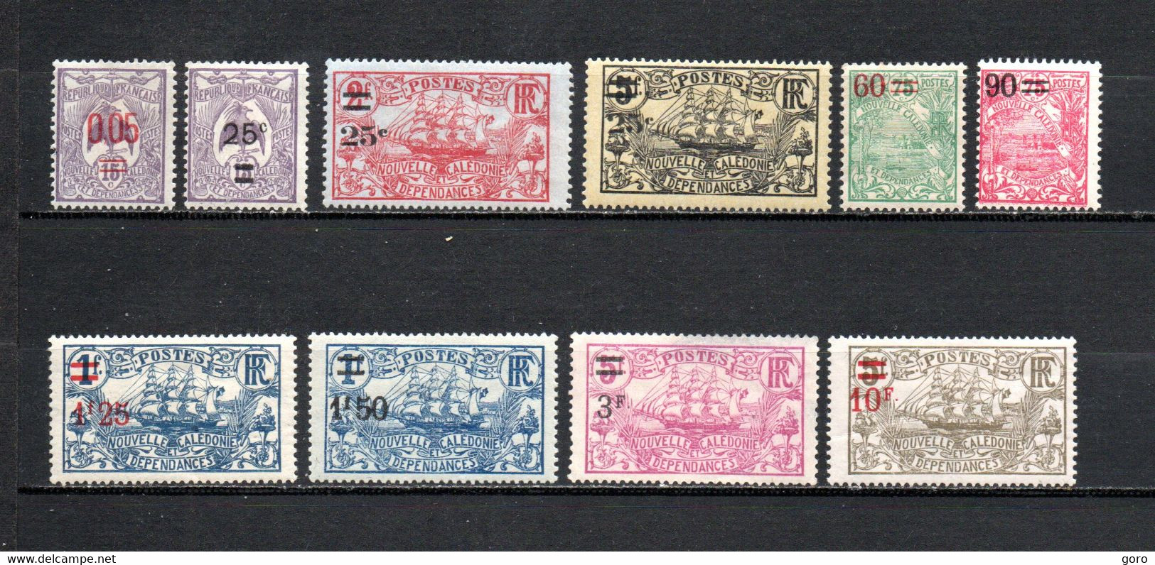 Nueva Caledonia   1924-27  .-  Y&T  Nº   126/130-133/137 - Gebraucht