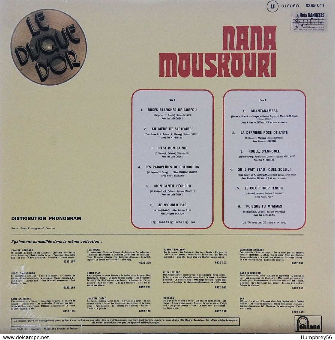 1973 - Nana MOUSKOURI - Le Disque D'Or De Nana Mouskouri - Collectors