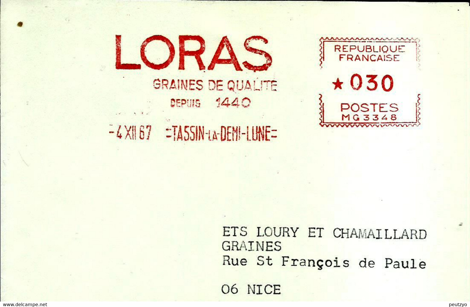 Lettre  EMA Havas Mg 1967 LORAS Graines De Qualité Metier Industrie  69 Tassin La Demi Lune A12/10 - Agriculture