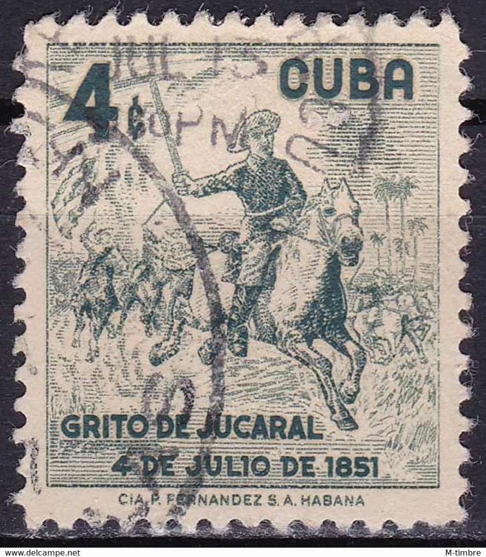 Cuba YT 457 Mi 537 Année 1957 (Used °) Animaux - Chevaux - Arme - Gebruikt