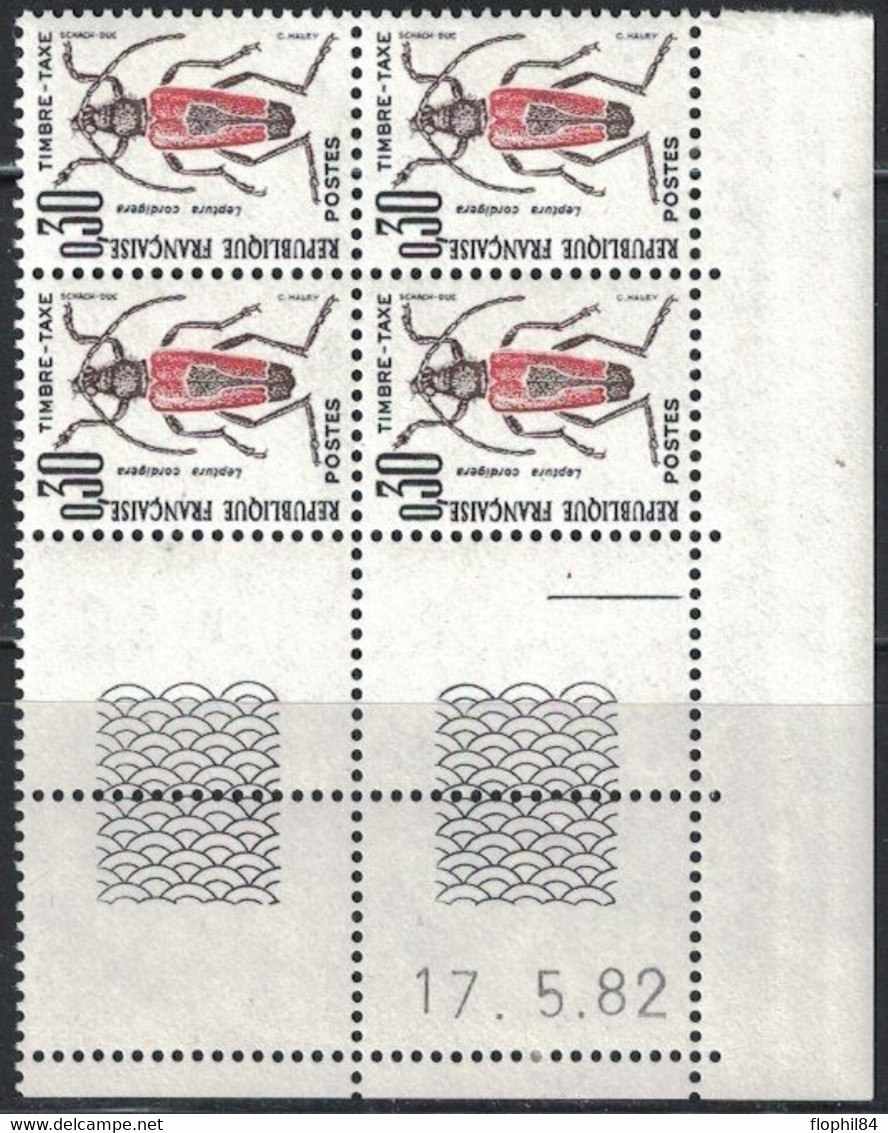 INSECTES - TAXE - N°109 -  BLOC DE 4 - COIN DATE - 17-5-1982 - COTE 1€50. - Postage Due