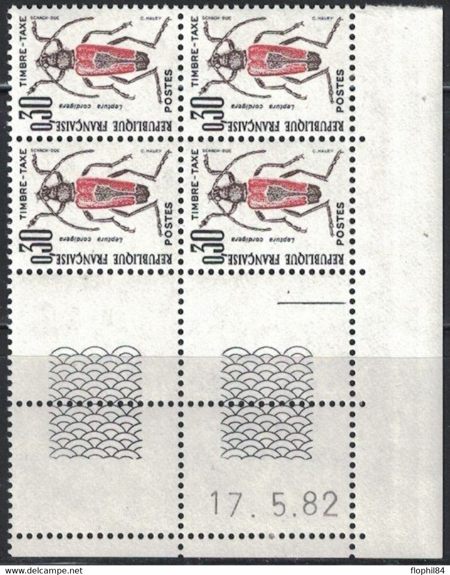 INSECTES - TAXE - N°109 -  BLOC DE 4 - COIN DATE - 17-5-1982 - COTE 1€50. - Strafport