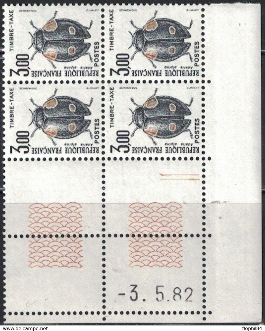 INSECTES - TAXE - N°111 -  BLOC DE 4 - COIN DATE - 3-5-1982 - COTE 7€50. - Portomarken