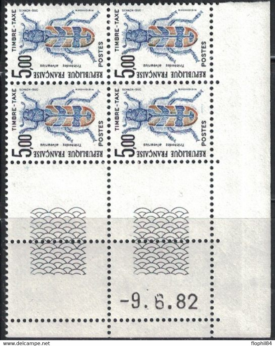 INSECTES - TAXE - N°112 -  BLOC DE 4 - COIN DATE - 9-6-1982 - COTE 11€50. - Strafport