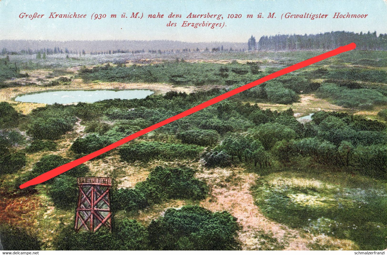 AK Großer Kranichsee Hochmoor Auersberg Turm A Carlsfeld Wildenthal Morgenröthe Eibenstock Sauersack Rolava Erzgebirge - Sosa