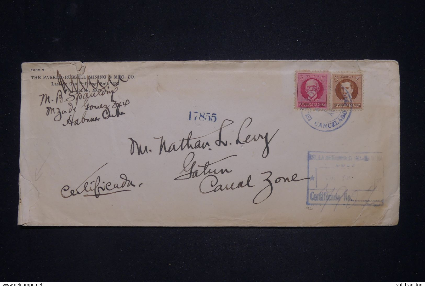 CUBA - Enveloppe Commerciale En Recommandé De La Havane Pour Gatun ( Canal Zone ) En 1929 - L 141554 - Brieven En Documenten