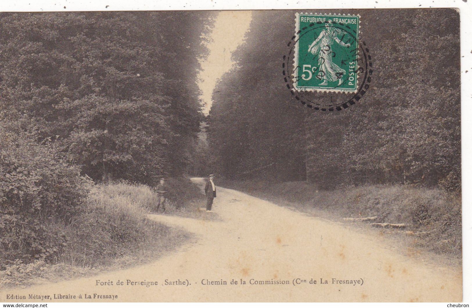 72. LA FRESNAYE. CPA. FORET DE PERSEIGNE. CHEMIN DE LA COMMISSION.. ANIMATION. ANNÉE 1912 + TEXTE - La Fresnaye Sur Chédouet