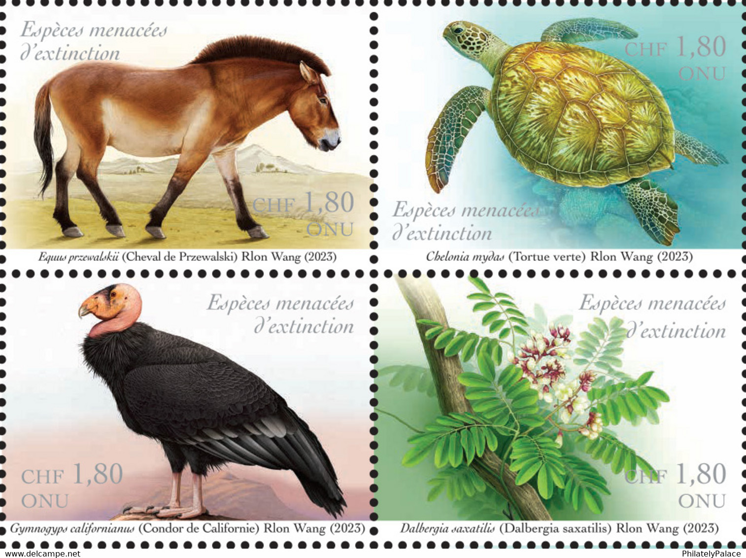 UN 2023 United Nation- Endangered Species,Eagle,Sheep,Turtle,Horse,Whale,Antelope,Lynx,Flower.MNH(**) - Neufs