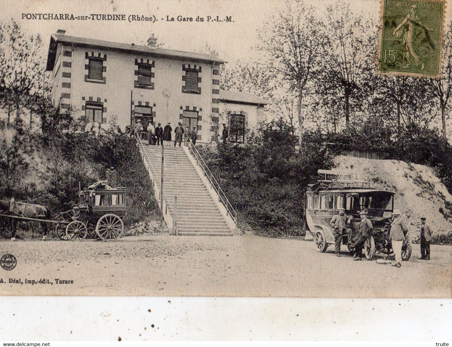 PONTCHARRA-SUR-TURDINE LA GARE DU P.L.M. ( AUTOBUS ) - Pontcharra-sur-Turdine