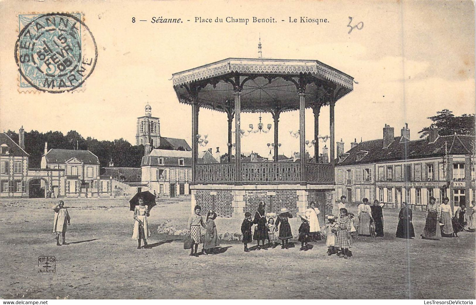 FRANCE - 51 - Sézanne - Place Du Champ Benoit - Le Kiosque - Animée - Carte Postale Ancienne - Sezanne