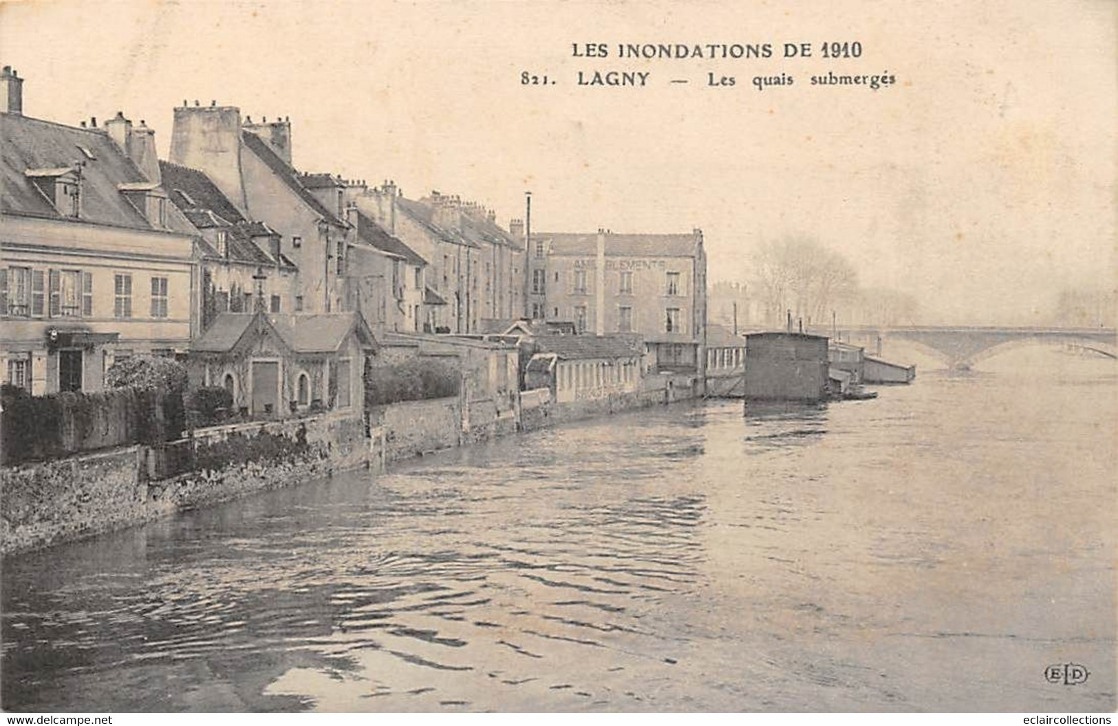 Lagny Sur Marne               77        Inondations 1910 Quais Submergés  N°821      (voir Scan) - Lagny Sur Marne