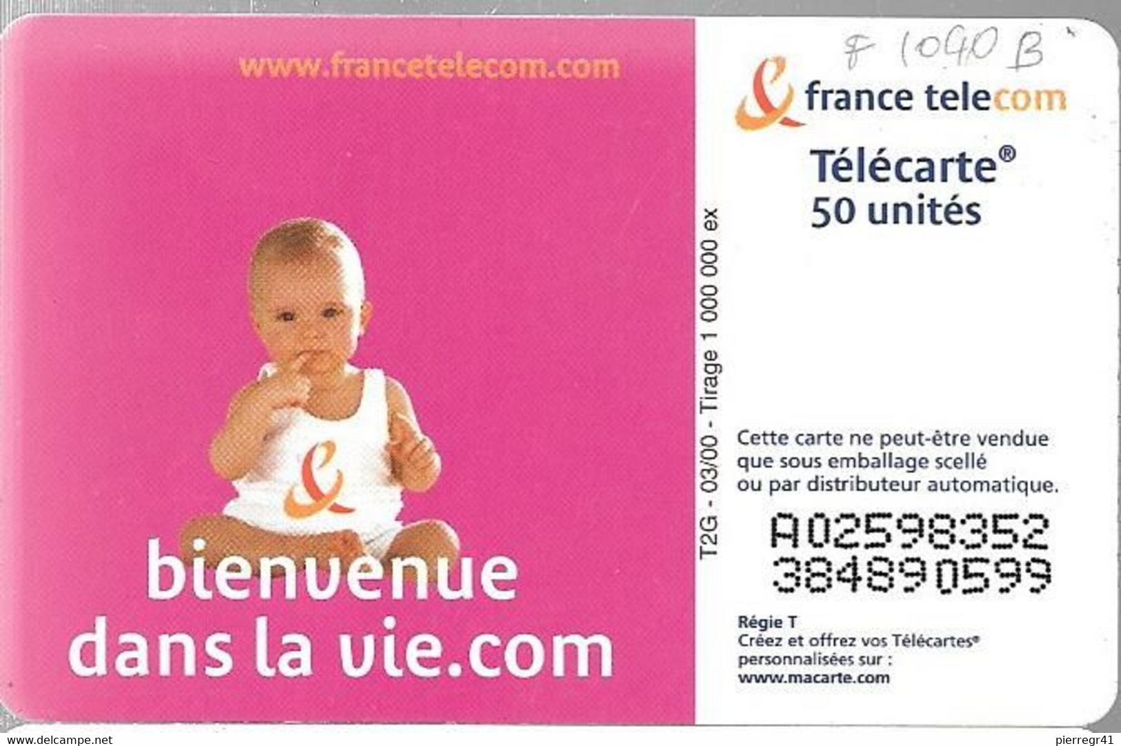 CARTE-PUBLIC-F 1040 B-SO6-50U-03/00-VIE.COM  LUNE-V° N° Série A02598352-UTILISE-TBE- - 2000