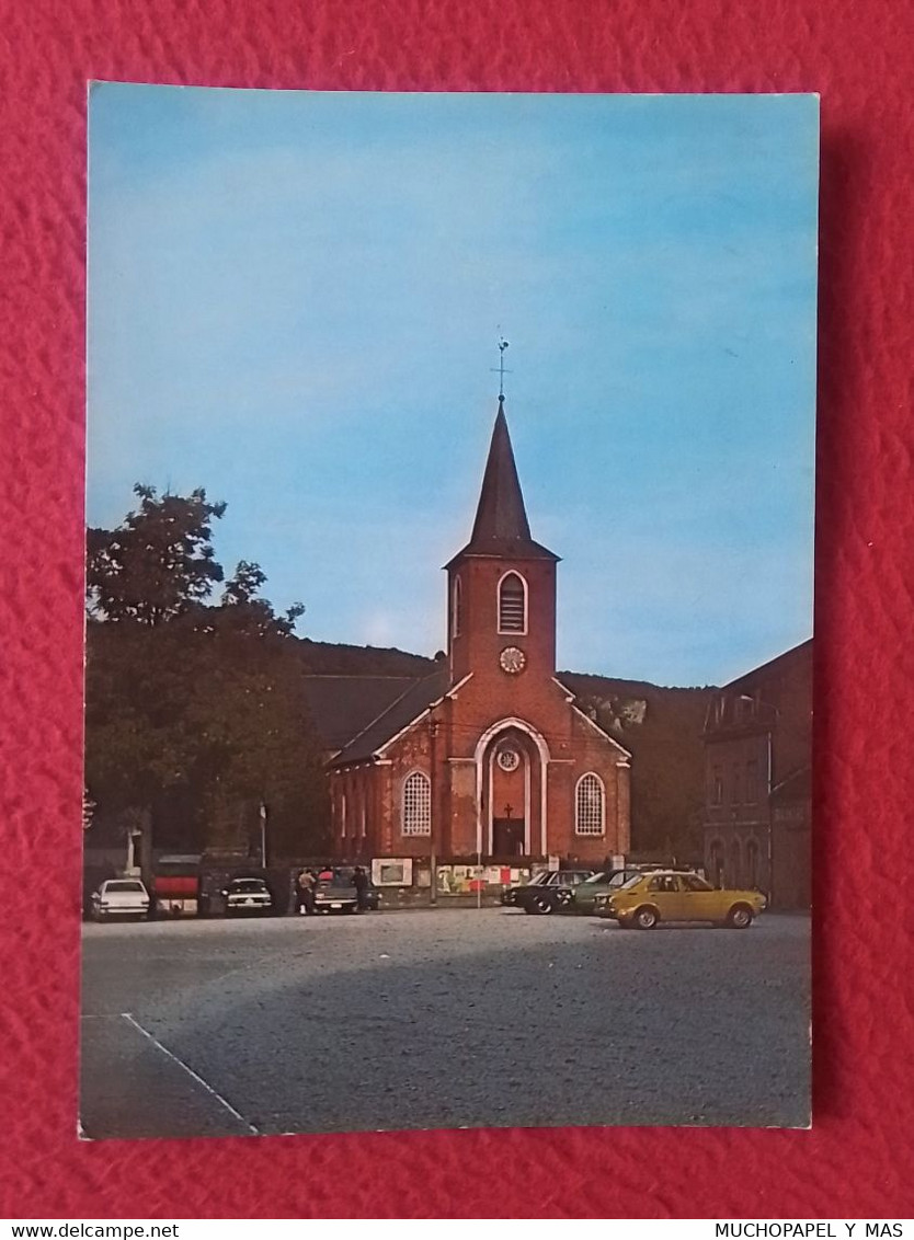 POSTAL CARTE POSTALE POST CARD BELGIUM BELGIQUE BELGIE ANHÉE L'EGLISE LA IGLESIA CHURCH CARS VOITURES COCHES AUTOS...VER - Anhée
