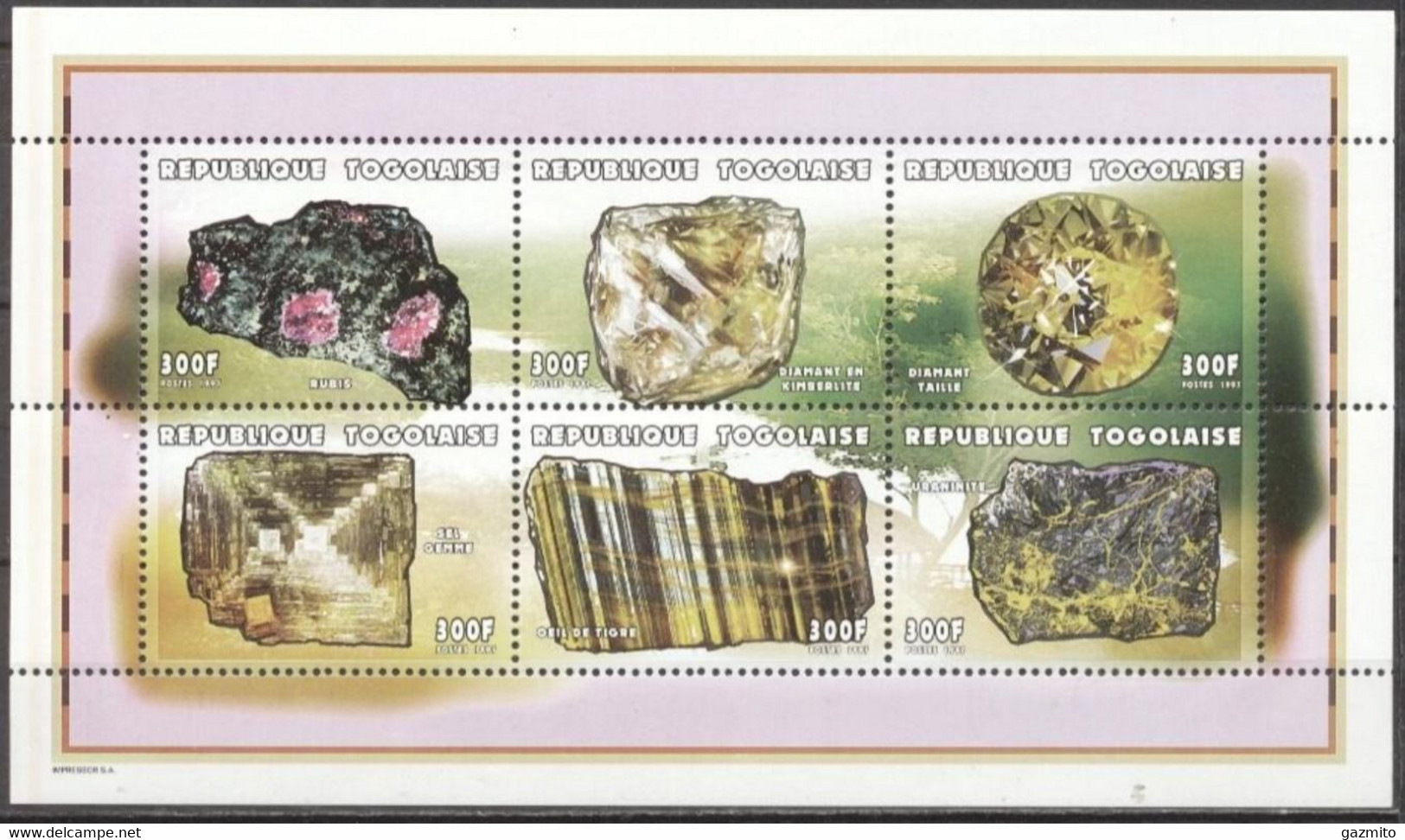 Togo 1997, Minerals, 6val In BF - Minéraux