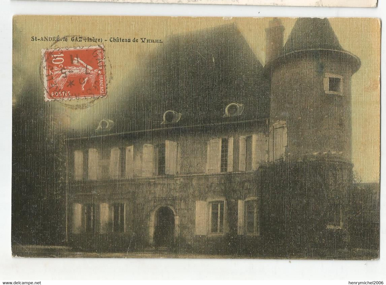 38 Isère St André Le Gaz Chateau De Verel 1911 Carte Toilée - Saint-André-le-Gaz