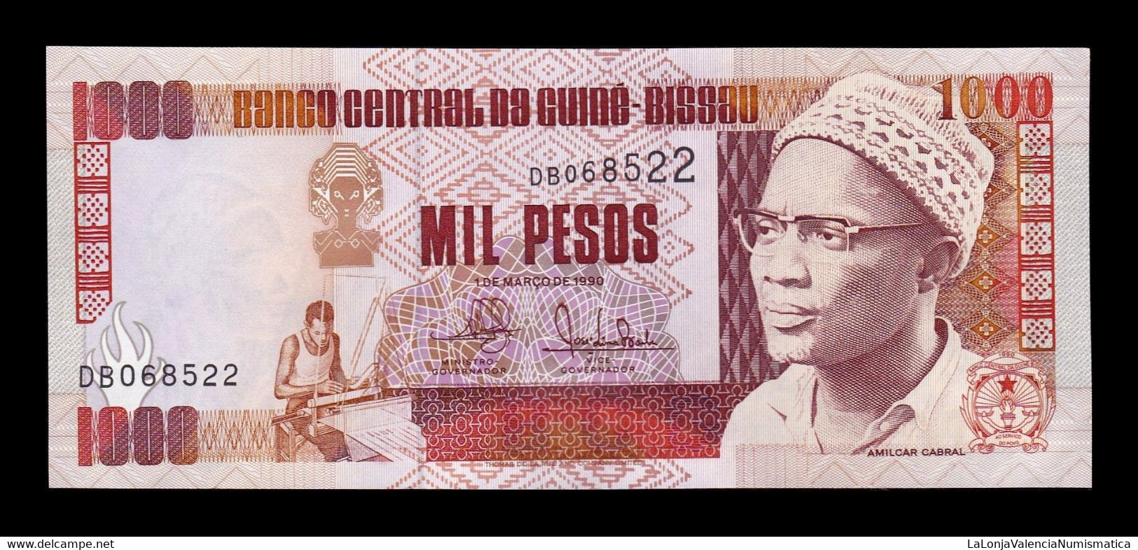 Guinea Bissau 1000 Pesos 1990 Pick 13a Sc Unc - Guinea–Bissau