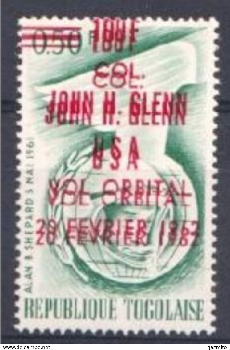 Togo 1962, Space, John Glenn, ERROR, 1val - Oddities On Stamps