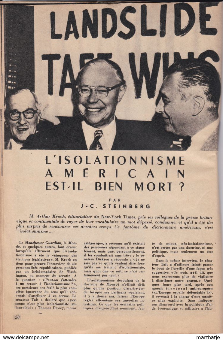 Europe Amérique - Revue Hebdomadaire N° 287 - 14 décembre 1950