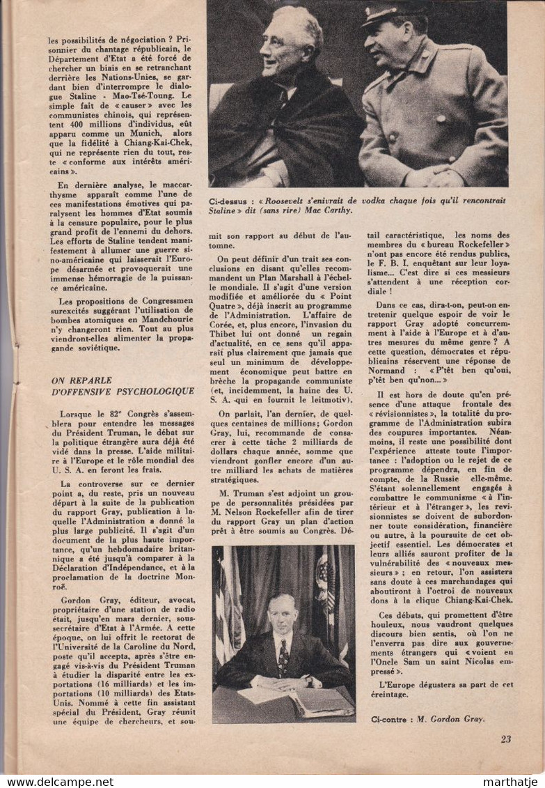 Europe Amérique - Revue Hebdomadaire N° 287 - 14 décembre 1950
