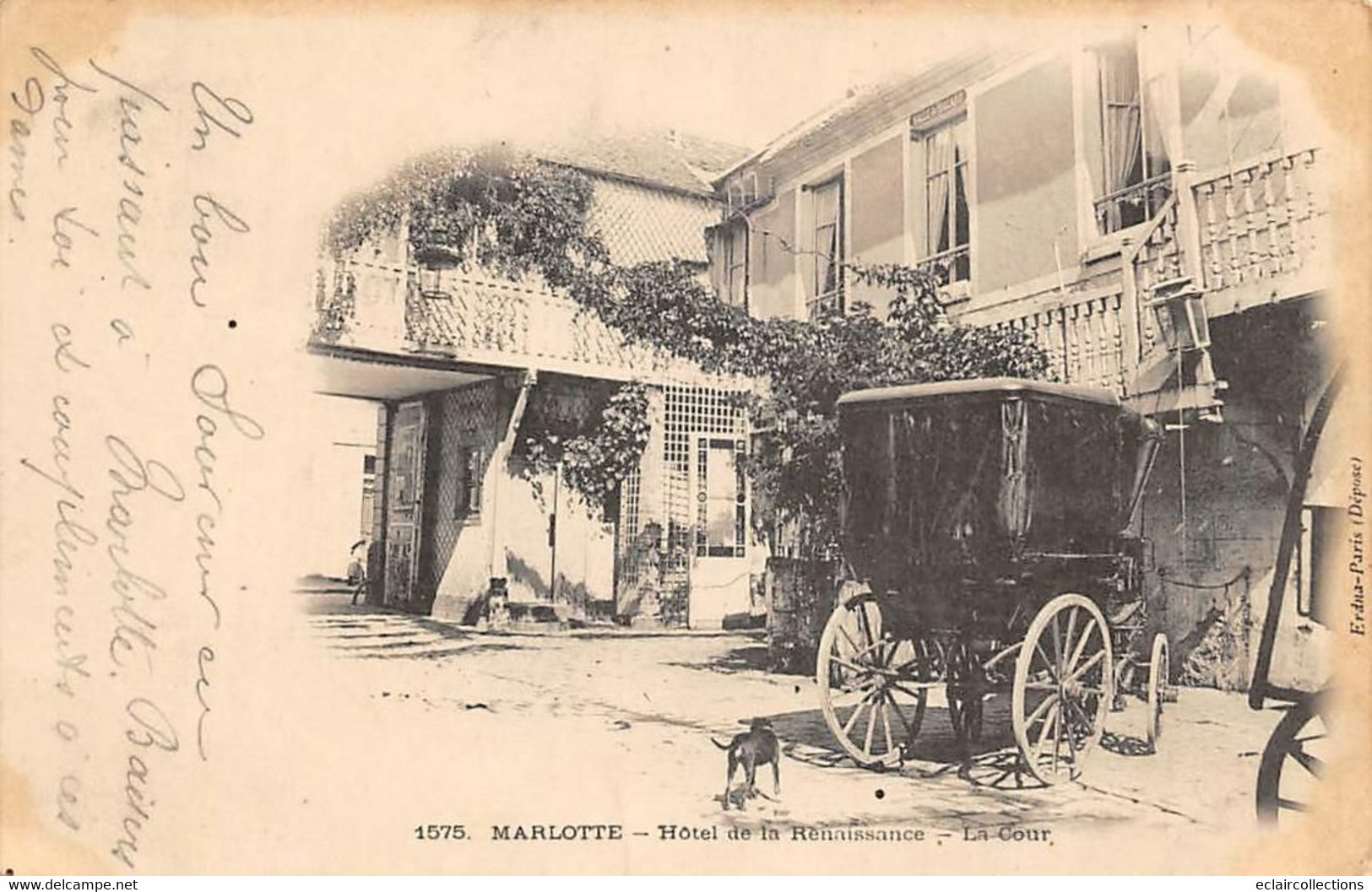 Marlotte           77         Hôtel De La Renaissance  . La Cour, Voiture Hippomobile  N° 1575       (voir Scan) - Autres & Non Classés