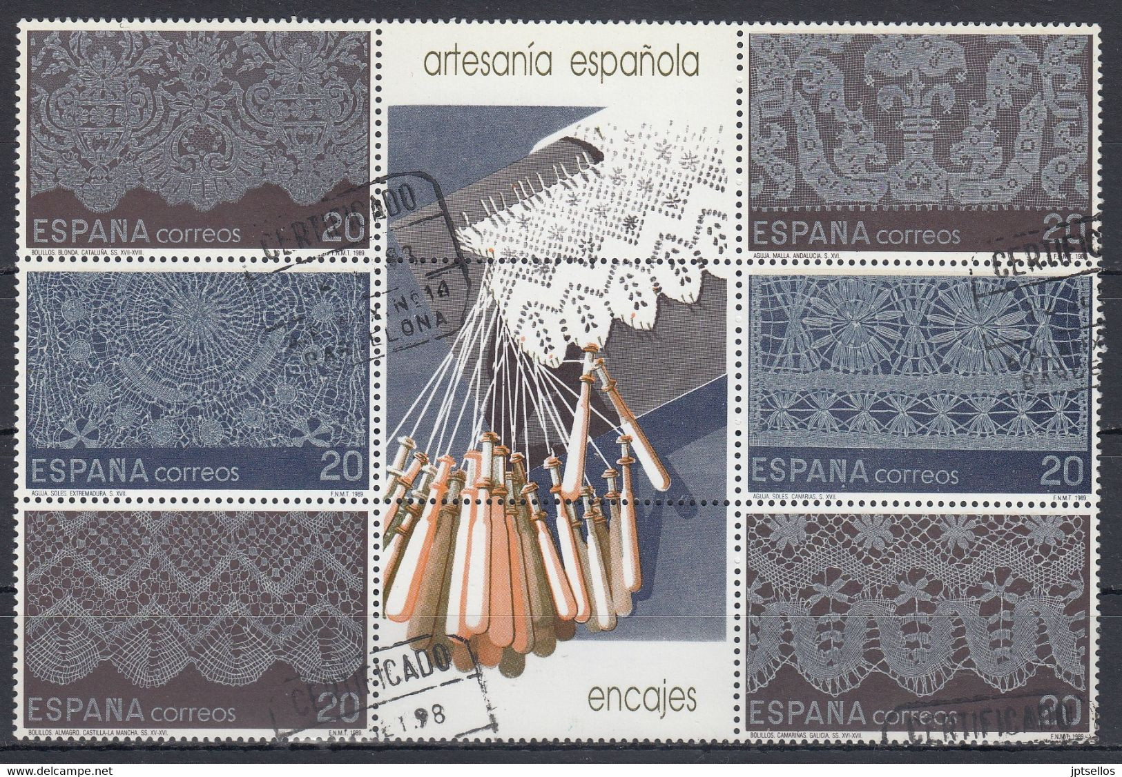 ESPAÑA 1989 Nº 3016/3021 EN BLOQUE USADO - Used Stamps